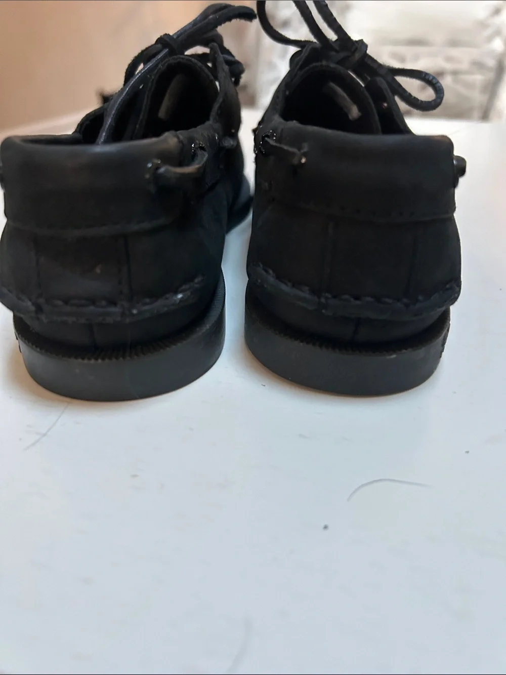Sperry Boys black Leather Boat Shoes with Laces